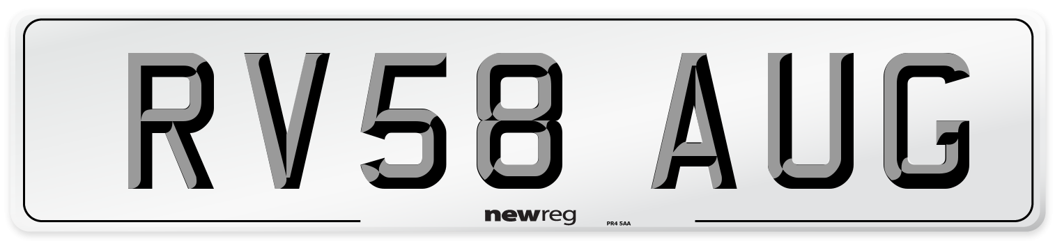 RV58 AUG Number Plate from New Reg